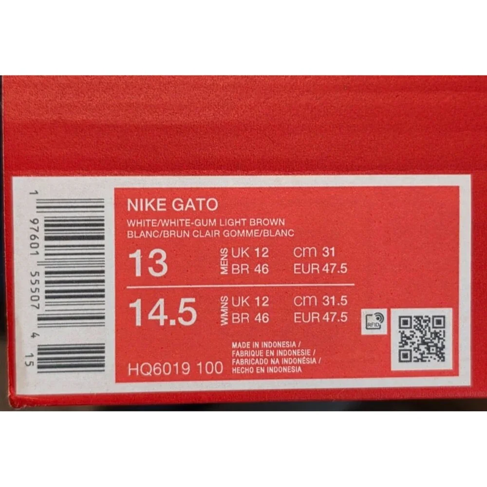 Nike Gato White Gum Light Brown Men’s 13 New Indoor Soccer Shoes HQ6019 100